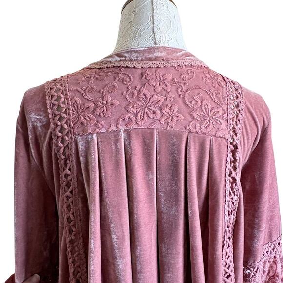 POL Blush Velvet Boho Tunic Dress MCottagecore Fall Layering Fairy Softgirl - Picture 10 of 11